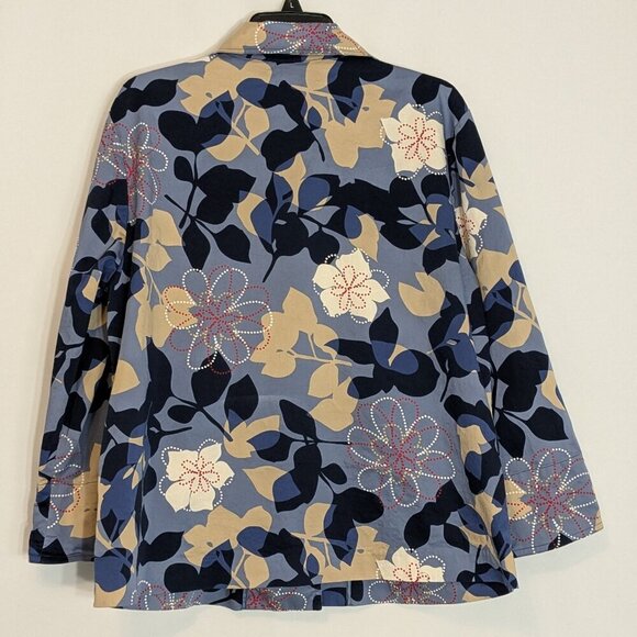 WESTBOUND Blue Floral Button Collared 3/4 Sleeve Casual Jacket; Size XL - Picture 2 of 5